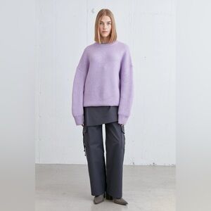 Oak + Fort Chunky Sweater Oversized Lavender XS